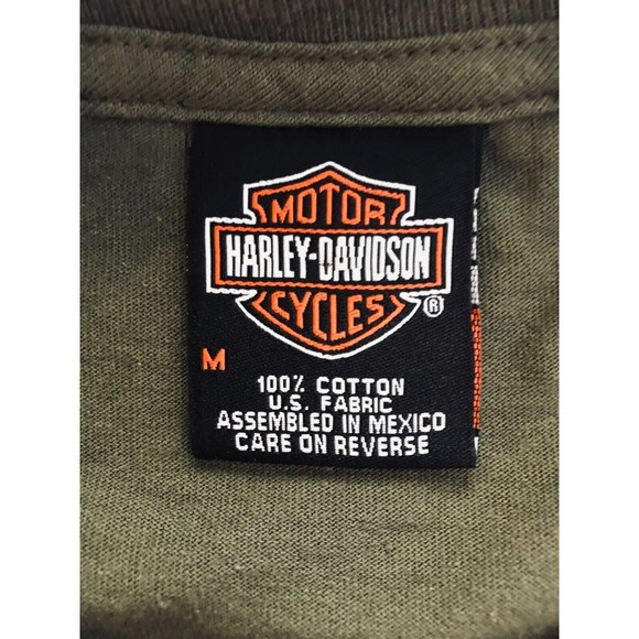 Harley-Davidson Mile High Motorcycles Spell Out T-Shirt Aurora CO Green‎ Medium - Picture 3 of 3